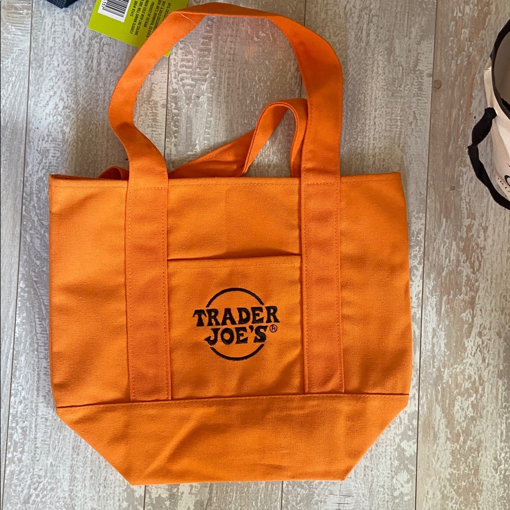 🧡 NWT Trader Joe’s Orange Mini Canvas Tote Bag - Limited Edition